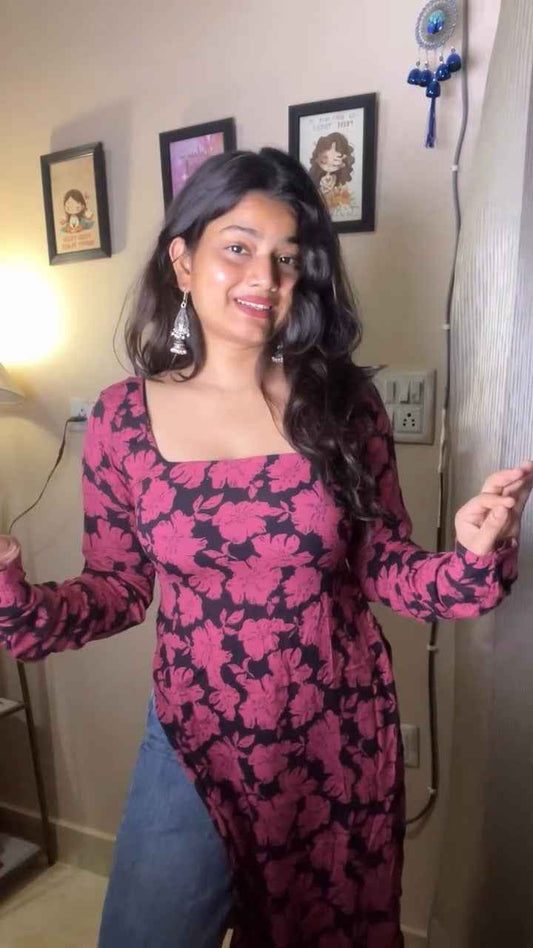 Long-sleeved, flared kurti
