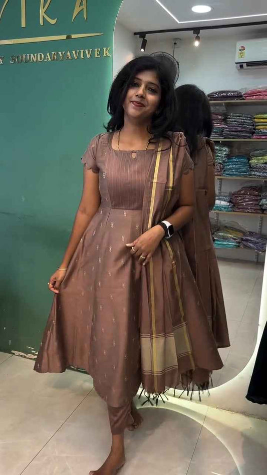 brown Anarkali kurti suit