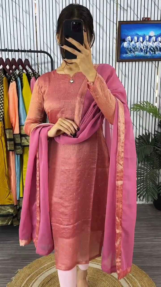 mustard-colored kurti with a textured or self-design pattern