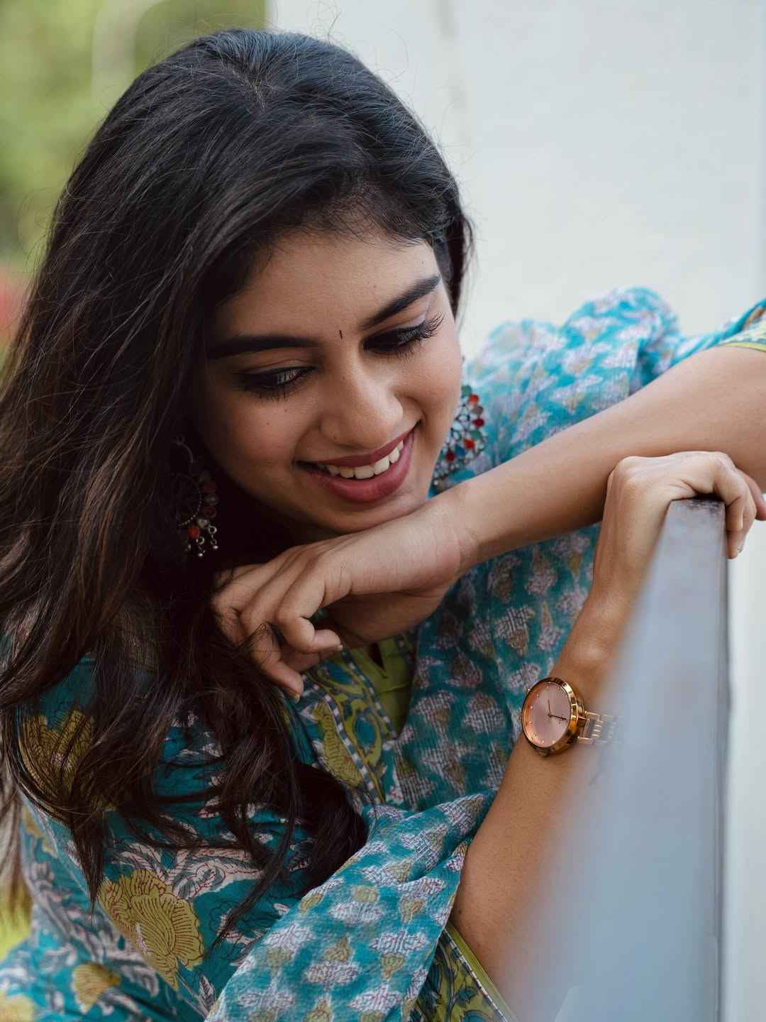 Ethnic Indian Wear Elegant Blue Floral Cotton Suit for Women