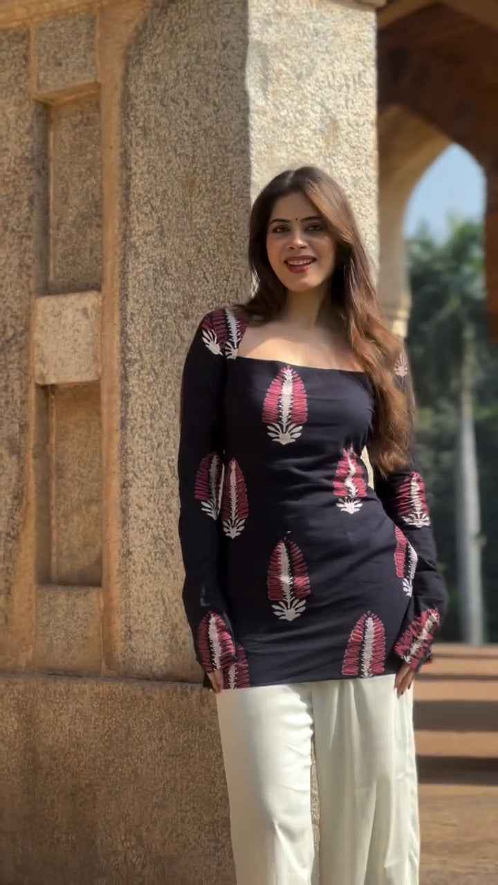 Block printed kurti or short top