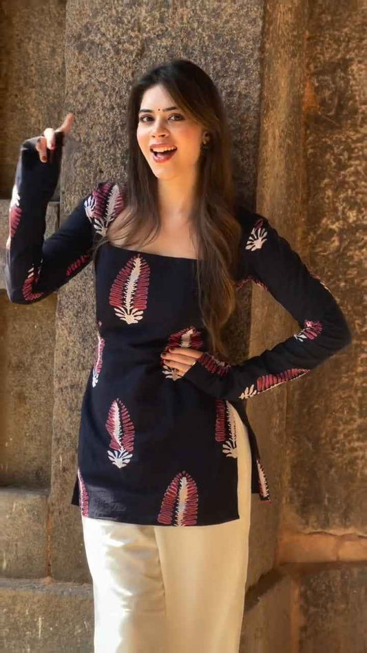 Block printed kurti or short top