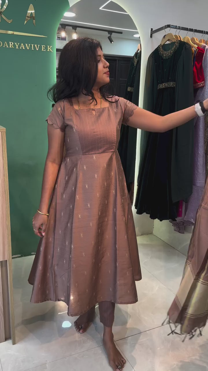 brown Anarkali kurti suit