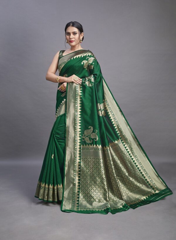Charvi Ensemble Woven Fashion Jacquard Green Saree - Saree Vale