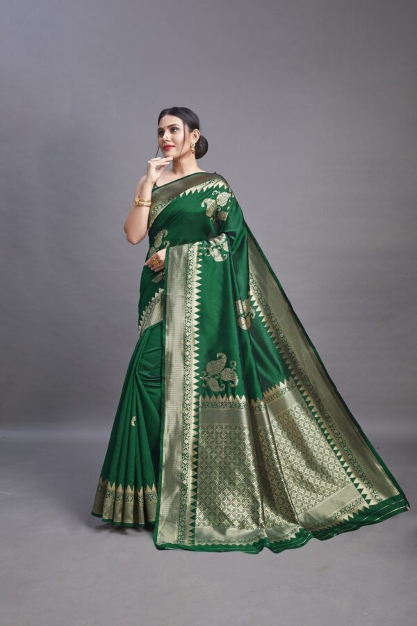 Charvi Ensemble Woven Fashion Jacquard Green Saree - Saree Vale