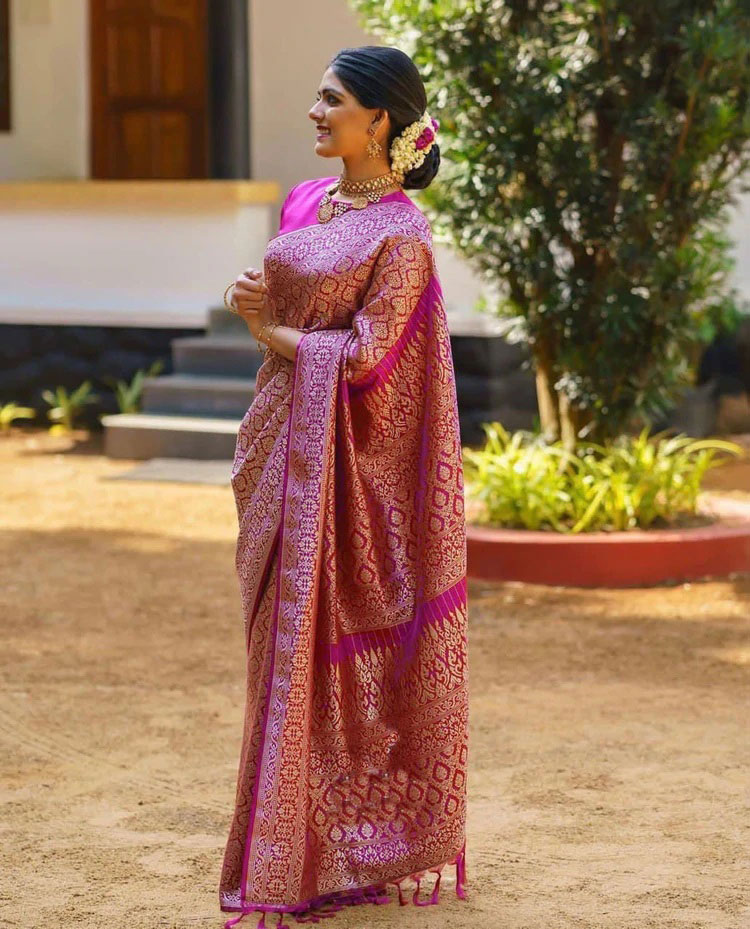 Organic Banarasi Silk Saree Slab Weaving Soft Royal Combination Saree Vale 3