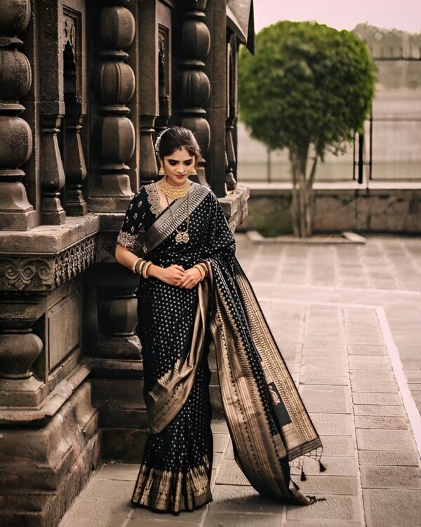 Black Banarasi Soft Jacquard Silk Zari Work Saree By Saree Vale
