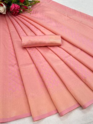 Light Pink Color Pure Soft Banarasi Silk Saree, South Indian Style By Saree Vale