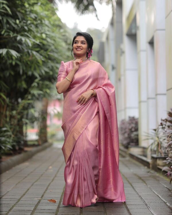 Light Pink Color Pure Soft Banarasi Silk Saree, South Indian Style By Saree Vale