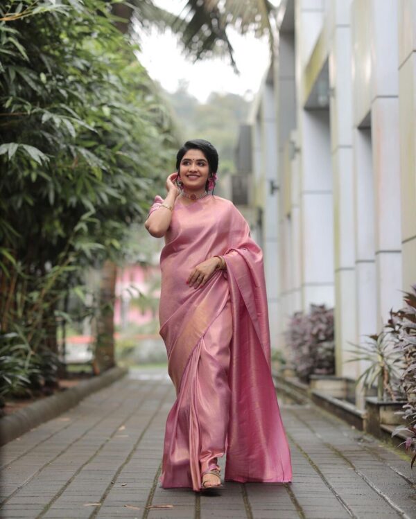 Light Pink Color Pure Soft Banarasi Silk Saree, South Indian Style By Saree Vale