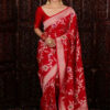 Pure Red Jall Zari Woven Banarasi Soft Silk Saree By Saree Vale