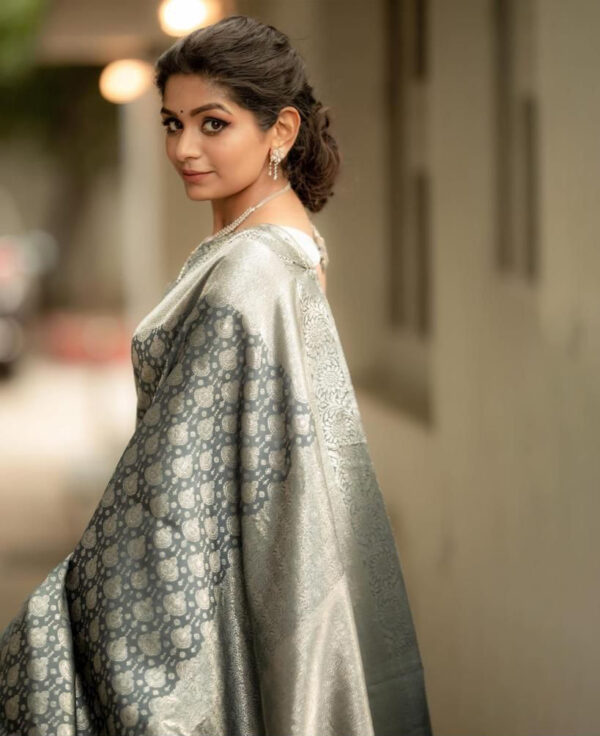 Grey Colour Pure Soft Semi Silk Saree By Saree Vale